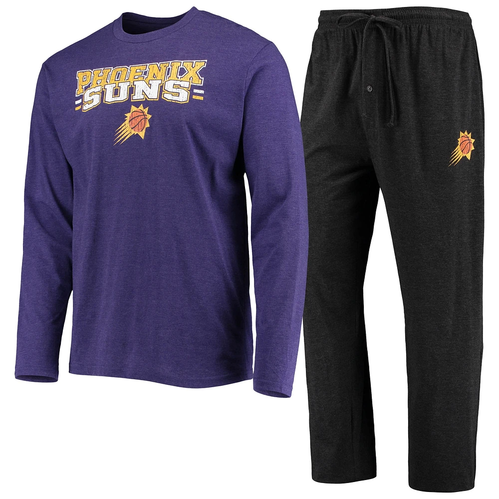 Ensemble de pyjama et pantalon à manches longues Phoenix Suns pour hommes Concepts Sport Noir/violet