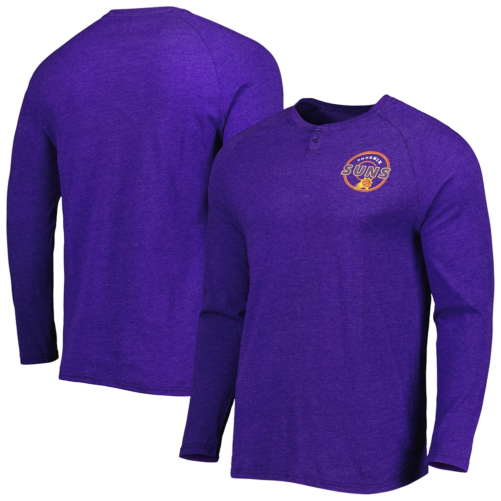 Concepts Sport Heathered Purple Phoenix Suns T-shirt à manches longues Henley Raglan pour homme