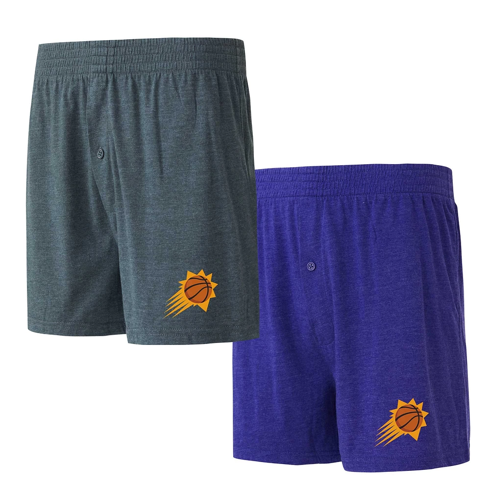 Ensemble de deux boxers en tricot jersey Concepts Sport violet/charbon Phoenix Suns pour hommes