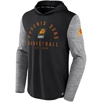 Men's Fanatics Black/Heathered Charcoal Phoenix Suns Deep Rotation Performance - Pullover Hoodie