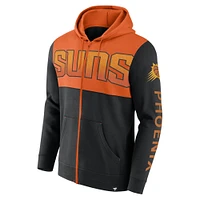 Men's Fanatics Black/Orange Phoenix Suns Skyhook Colorblock Full-Zip Hoodie