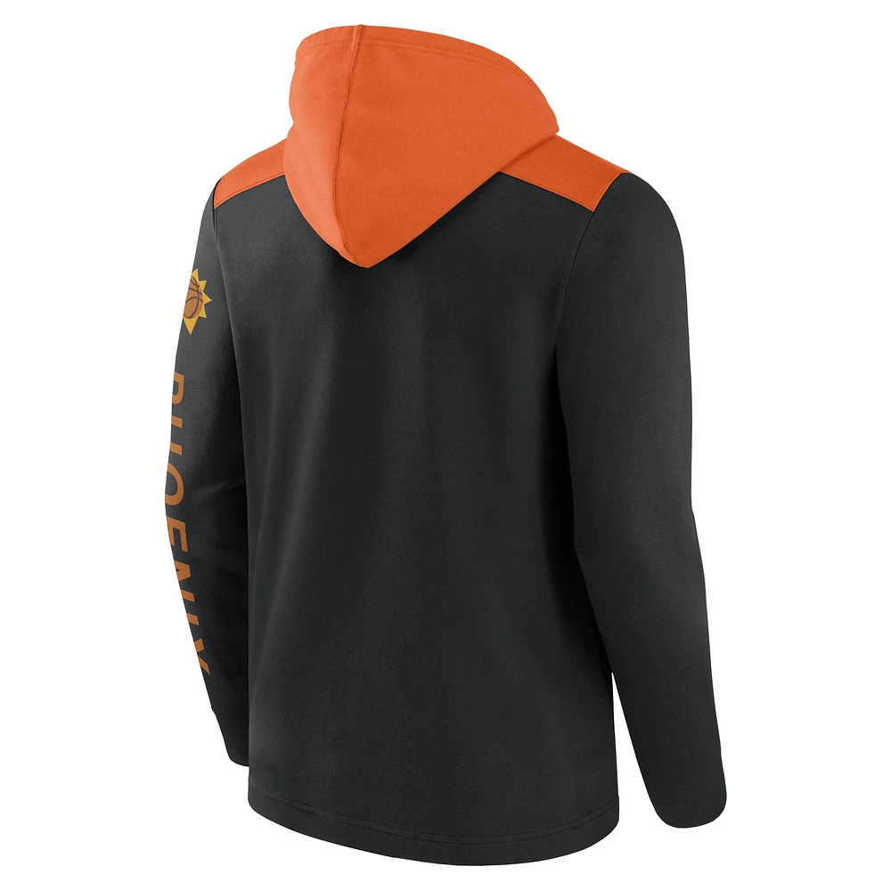 Men's Fanatics Black/Orange Phoenix Suns Skyhook Colorblock Full-Zip Hoodie