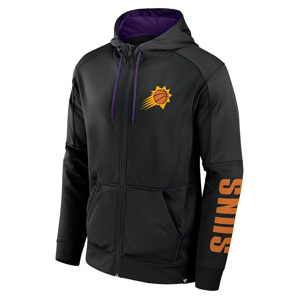 Men's Fanatics  Black Phoenix Suns Baller Defender Performance Full-Zip Hoodie