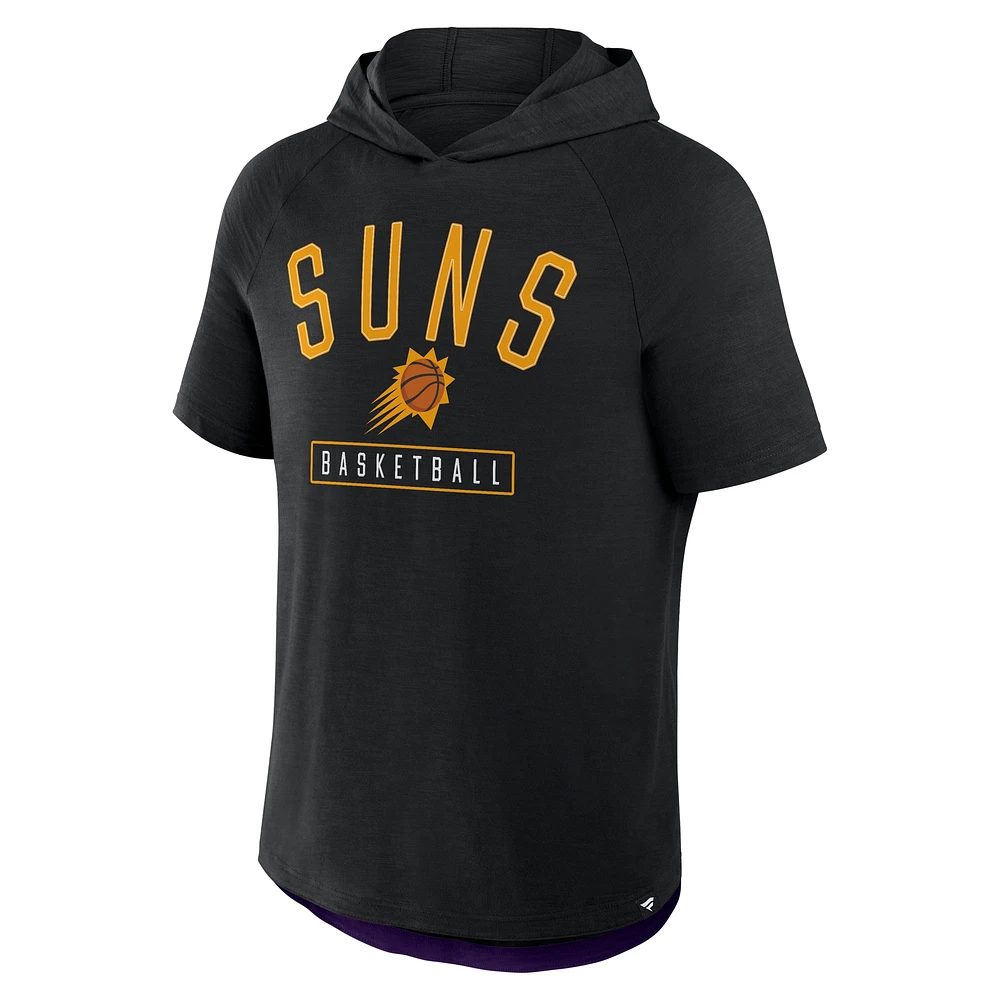Men's Fanatics Black Phoenix Suns Pass Legend Raglan Hoodie T-Shirt