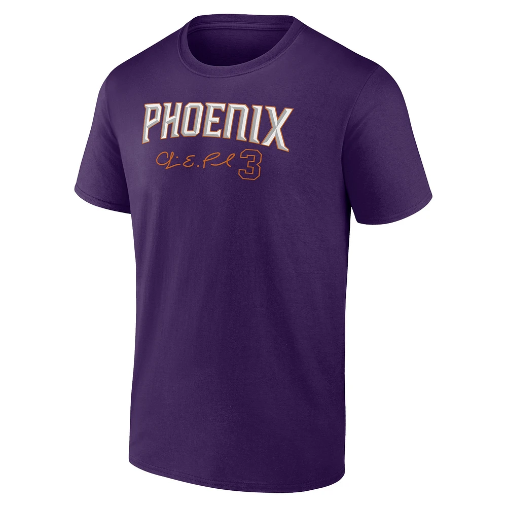 T-shirt avec nom et numéro Fanatics Chris Paul Purple Phoenix Suns pour hommes