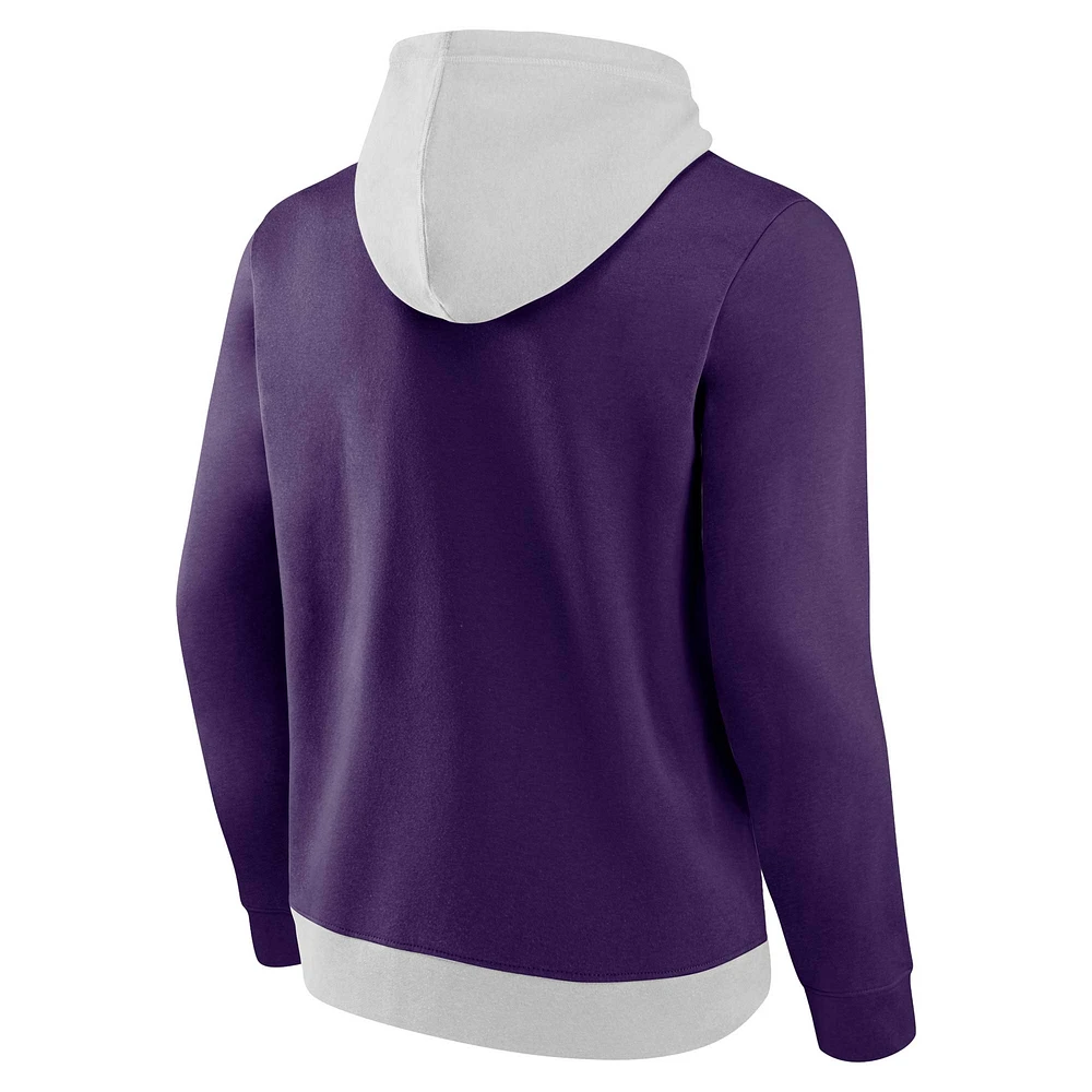 Men's Fanatics Gray/Purple Phoenix Suns Arctic Colorblock Pullover Hoodie