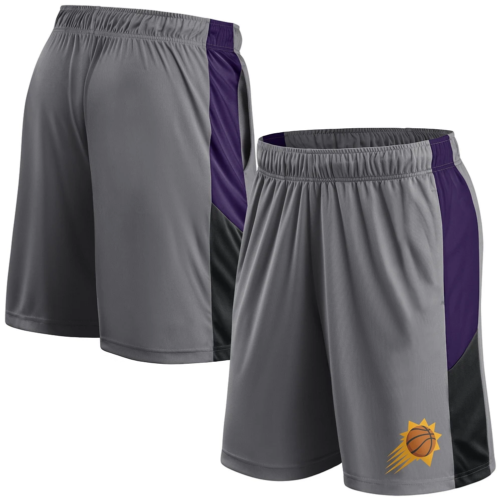 Short d'entraînement Fanatics gris pour homme Phoenix Suns