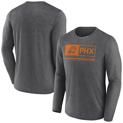 T-shirt de jeu à trois points Fanatics Heather Charcoal Phoenix Suns pour hommes