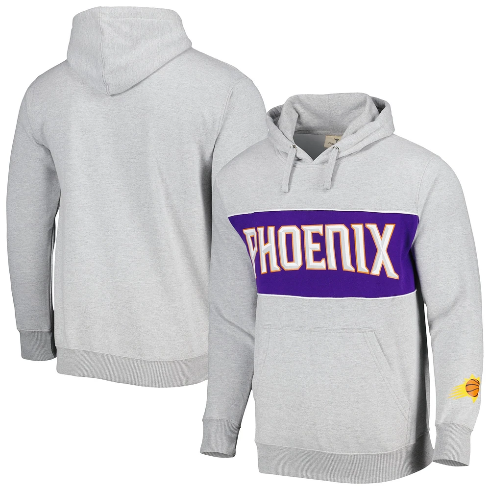 Men's Fanatics Heather Gray Phoenix Suns Wordmark French Terry Pullover Hoodie