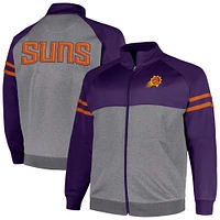 Veste de survêtement entièrement zippée Phoenix Suns Fanatics violet/gris chiné pour hommes Big & Tall Pieced Stripe Raglan