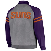 Men's Fanatics Purple/Heather Gray Phoenix Suns Big & Tall Pieced Stripe Raglan Full-Zip Track Jacket