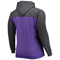 Sweat à capuche entièrement zippé pour hommes Fanatics violet/noir chiné Phoenix Suns Big & Tall Down and Distance