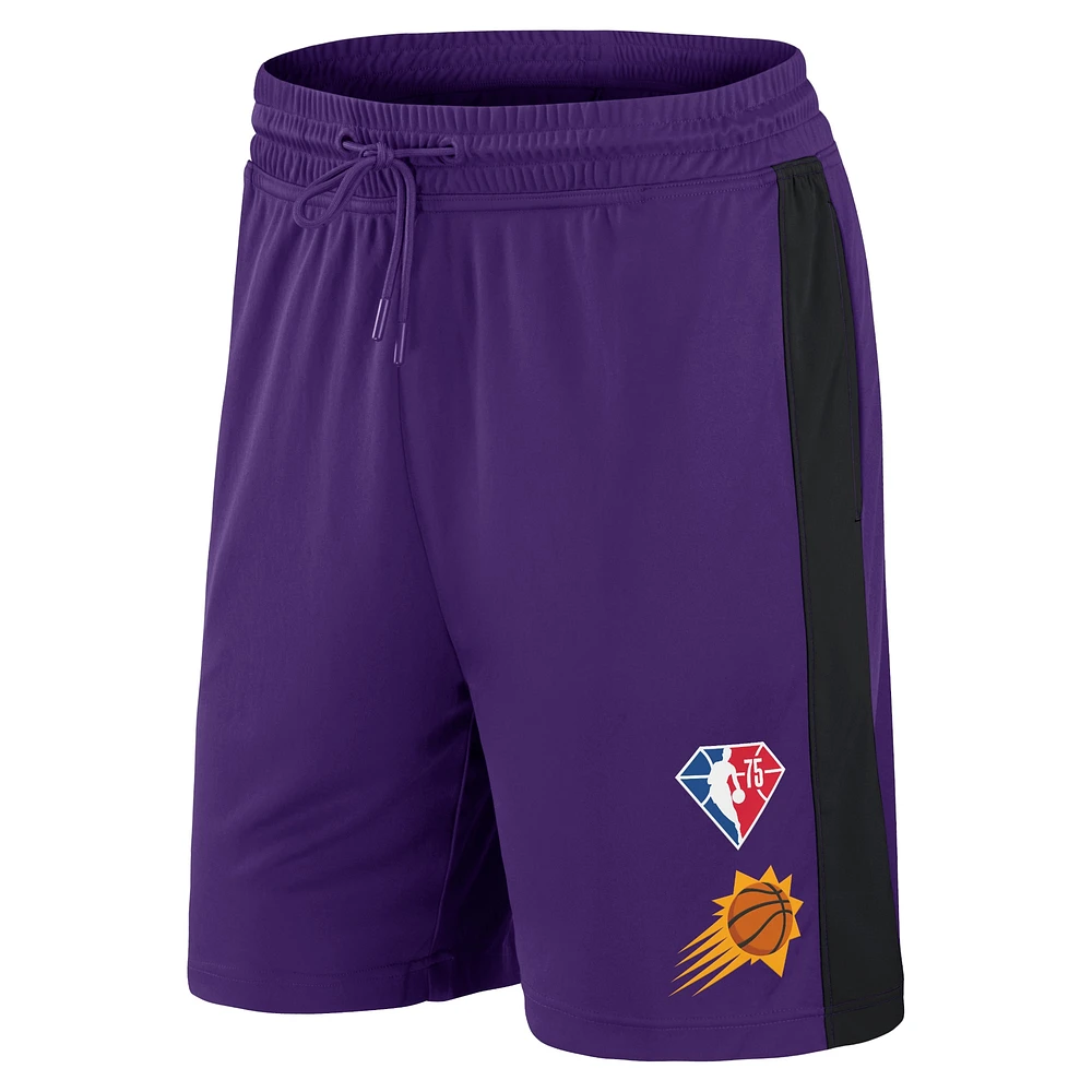 Short d'entraînement de performance Downtown Fanatics Purple Phoenix Suns pour hommes du 75e anniversaire