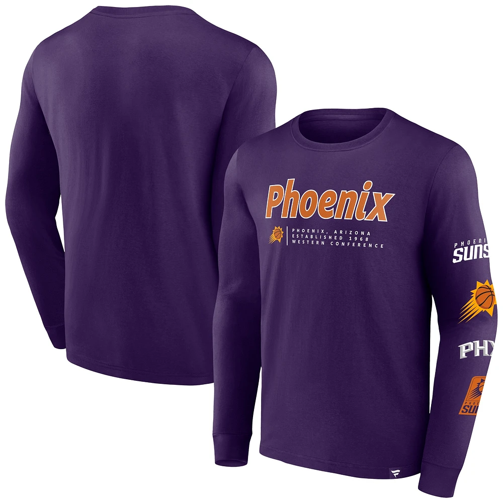 T-shirt violet à manches longues Fanatics Phoenix Suns Baseline pour hommes