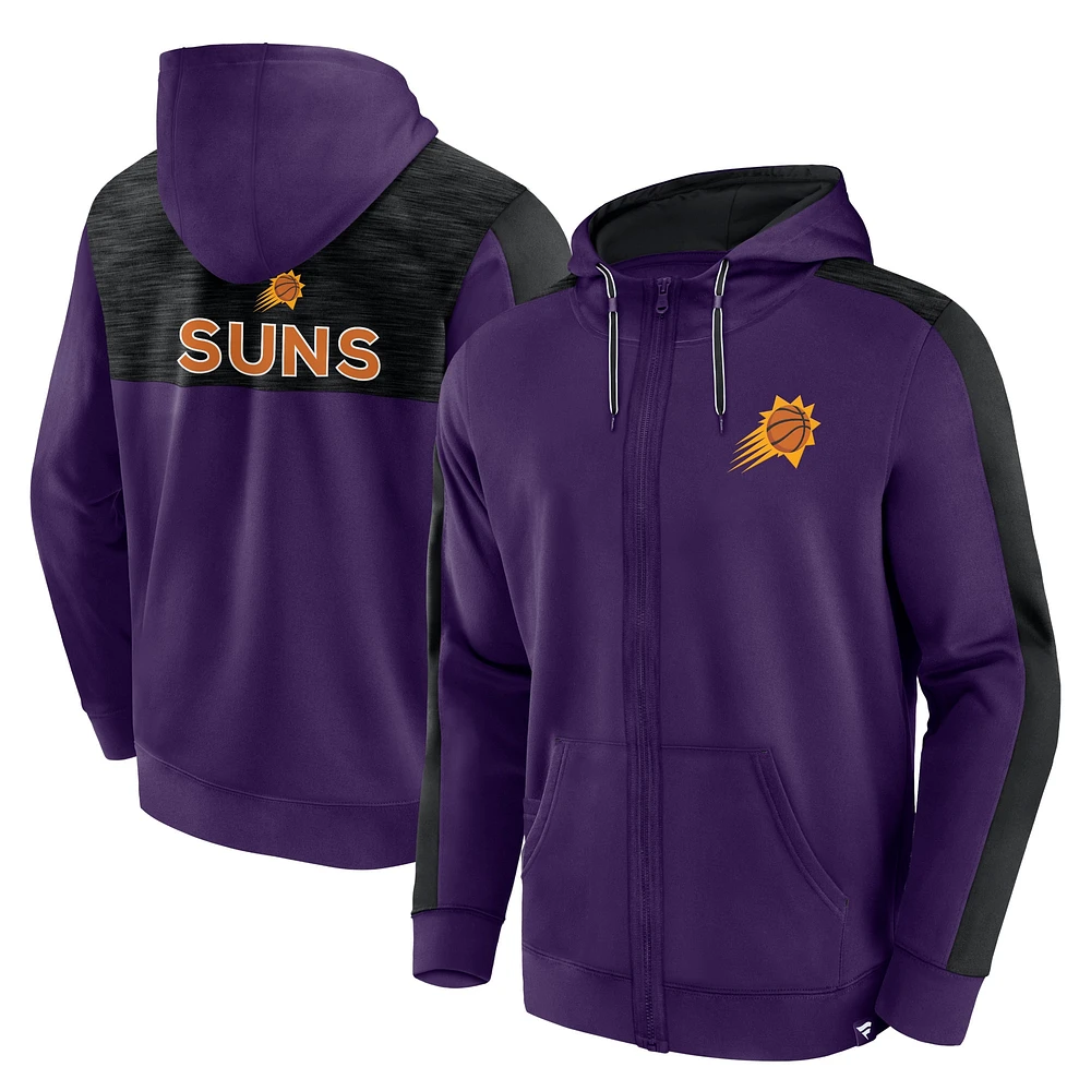 Sweat à capuche entièrement zippé Fanatics Purple Phoenix Suns Rainbow Shot pour hommes