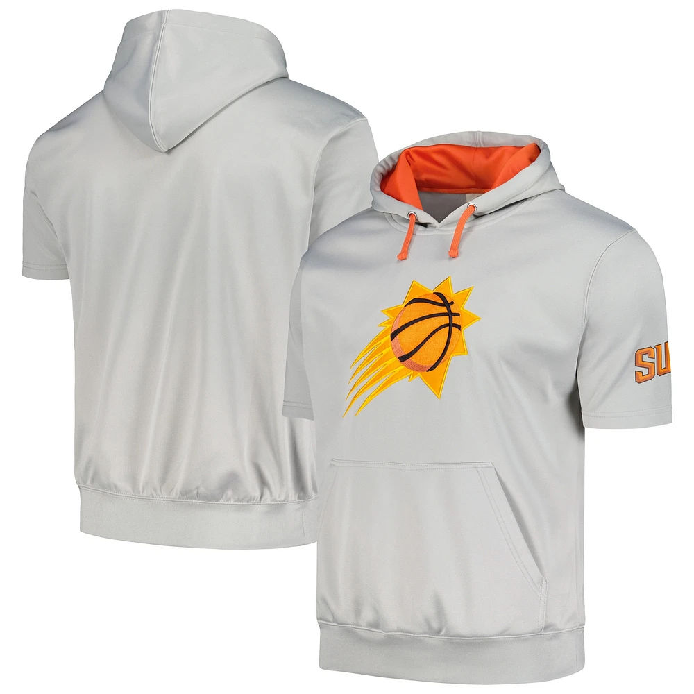 Men's Fanatics Silver/Orange Phoenix Suns Short Sleeve Pullover Hoodie