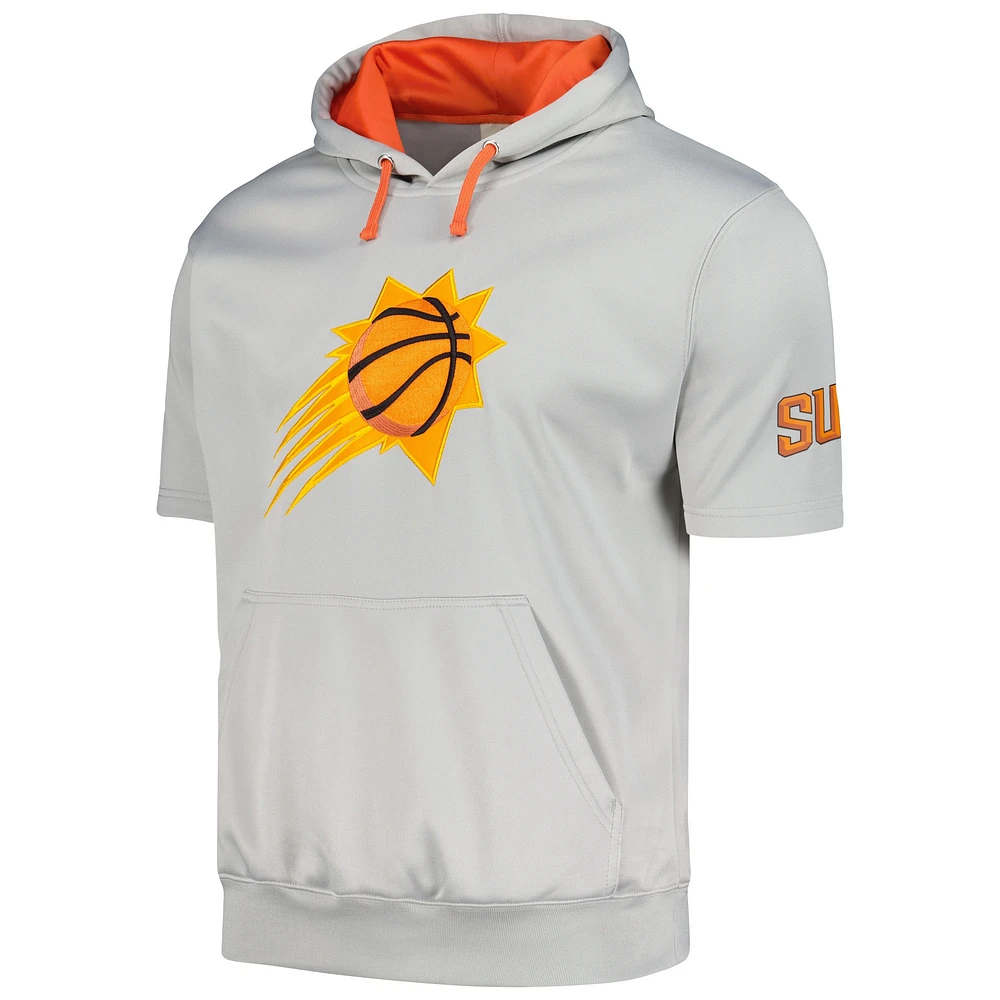 Men's Fanatics Silver/Orange Phoenix Suns Short Sleeve Pullover Hoodie