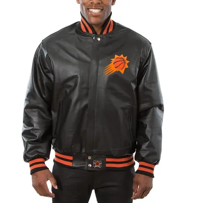 Chicago Bulls JH Design Big & Tall All-Leather Logo Full-Snap Jacket - Black