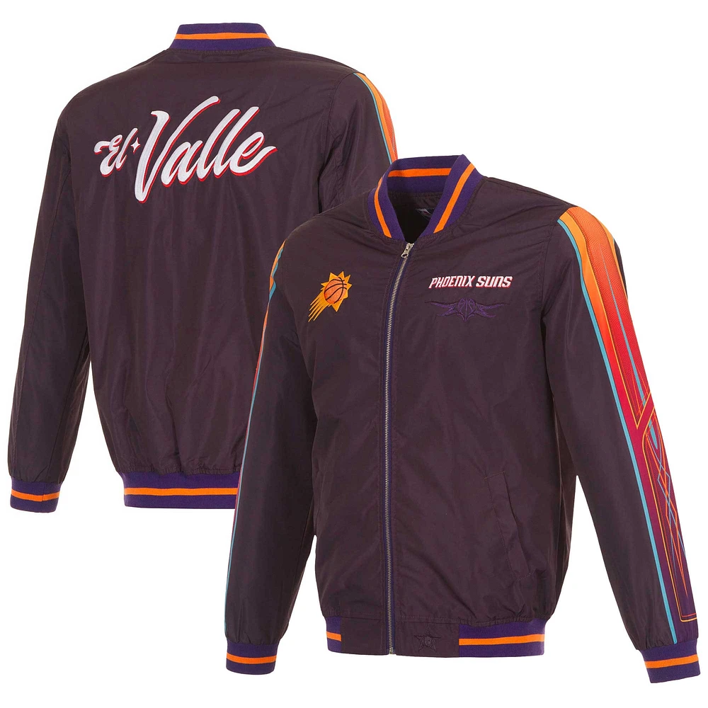 Blouson aviateur entièrement zippé en nylon JH Design pour hommes des Phoenix Suns 2023/24 City Edition violet