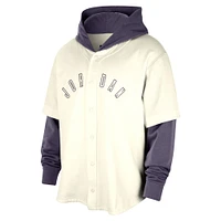 Sweat à capuche Jordan Brand pour homme en jersey crème/violet Phoenix Suns Courtside Statement Edition MVP