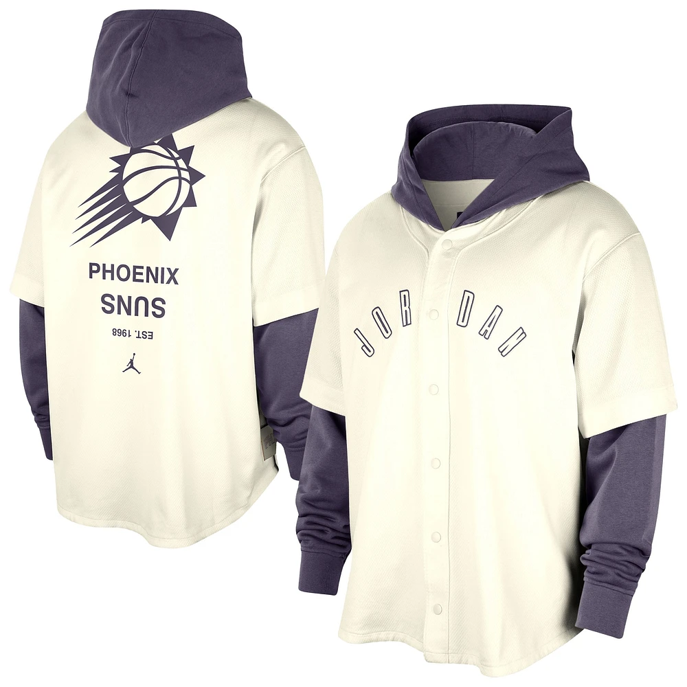 Men's Jordan Brand Cream/Purple Phoenix Suns Courtside Statement Edition MVP Jersey Pullover Hoodie