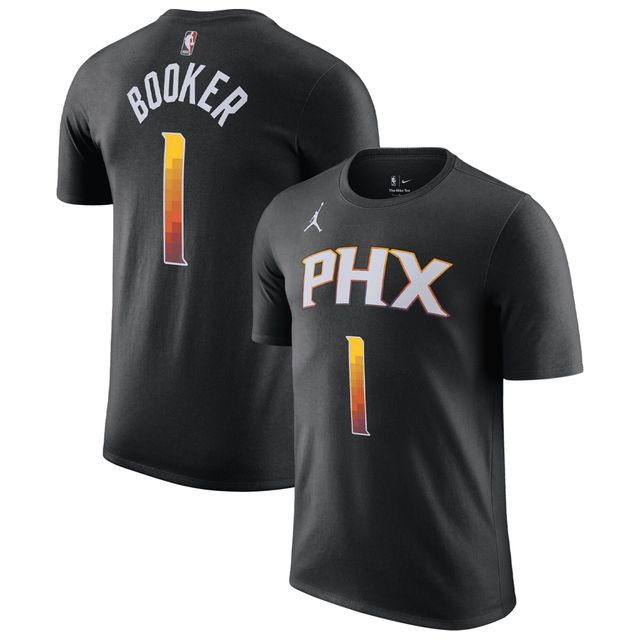 T-shirt avec nom et numéro Jordan Brand Devin Booker pour homme Phoenix Suns 2022/23 Statement Edition noir