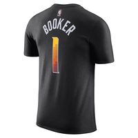 Men's Jordan Brand Devin Booker Black Phoenix Suns 2022/23 Statement Edition Name & Number T-Shirt