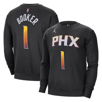 Men's Jordan Brand Devin Booker Black Phoenix Suns Statement Name & Number Pullover Sweatshirt