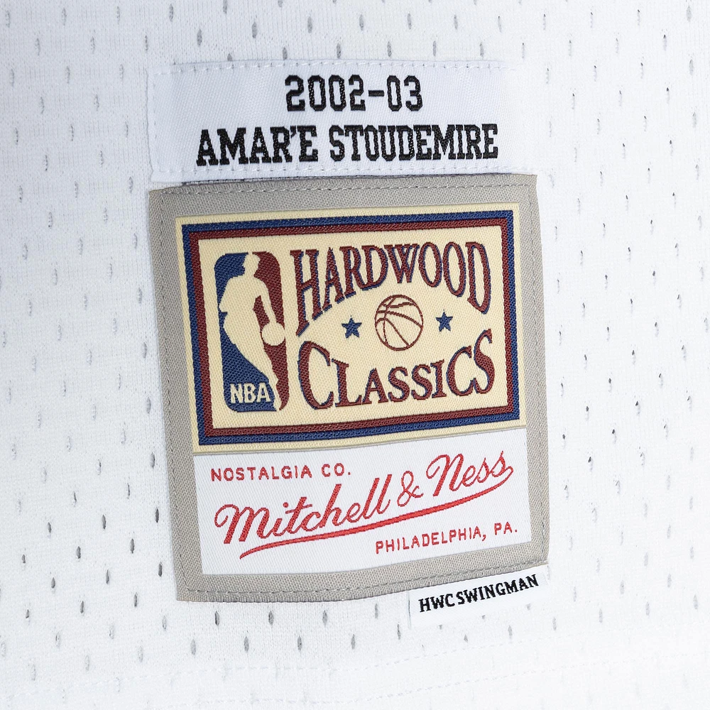 Maillot Swingman Mitchell & Ness Amar'e Stoudemire blanc pour homme des Phoenix Suns 2002/03 Hardwood Classics