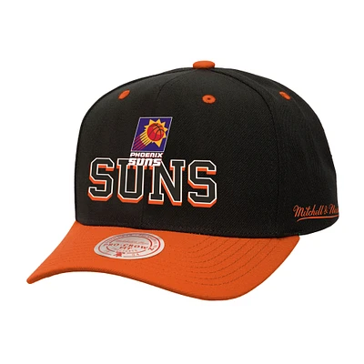 Men's Mitchell & Ness Black/Orange Phoenix Suns Backside Script Two-Tone Pro Crown Adjustable Hat