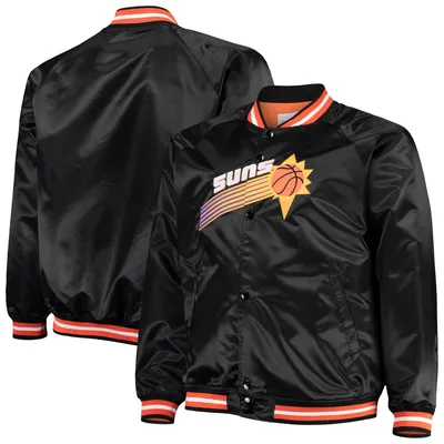 Phoenix Suns Mitchell & Ness Big Tall Hardwood Classics Raglan Satin Full-Snap Jacket - Black