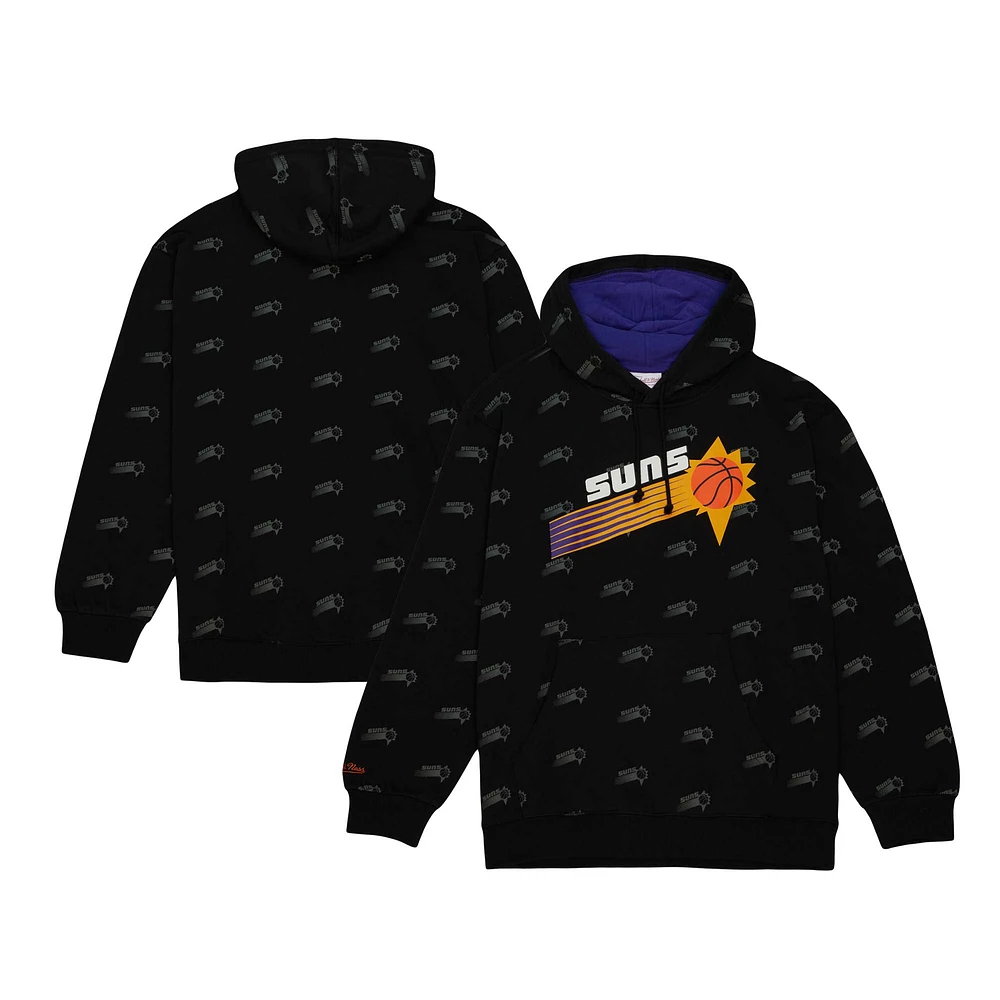 Men's Mitchell & Ness  Black Phoenix Suns Hardwood Classics Allover Print Pullover Hoodie