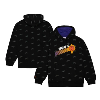 Sweat à capuche imprimé intégral Mitchell & Ness Phoenix Suns Hardwood Classics noir pour hommes