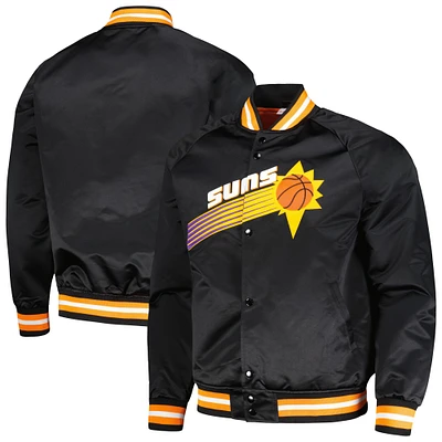 Men's Mitchell & Ness Black Phoenix Suns Hardwood Classics  Throwback Wordmark Raglan Full-Snap Jacket