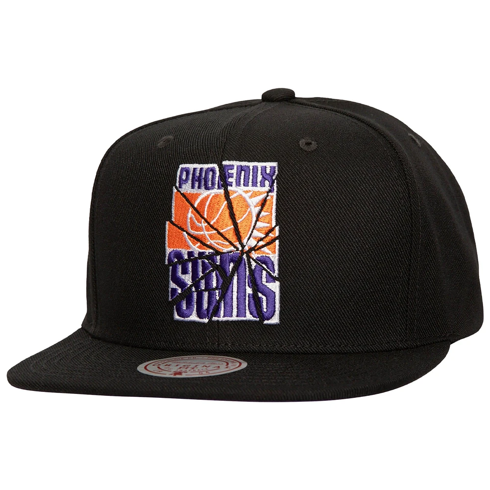 Casquette Snapback avec logo brisé des Phoenix Suns de Mitchell & Ness pour hommes, noire