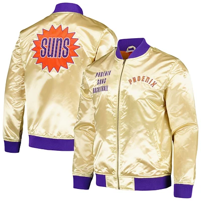 Veste zippée en satin avec logo vintage Mitchell & Ness Gold Phoenix Suns Team OG 2.0 pour hommes