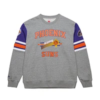 Men's Mitchell & Ness Heather Gray Phoenix Suns Hardwood Classics All Over 4.0 Pullover Sweatshirt