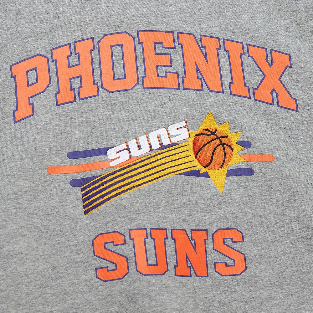 Sweat-shirt à capuche gris chiné pour homme Mitchell & Ness Phoenix Suns Hardwood Classics All Over 4.0