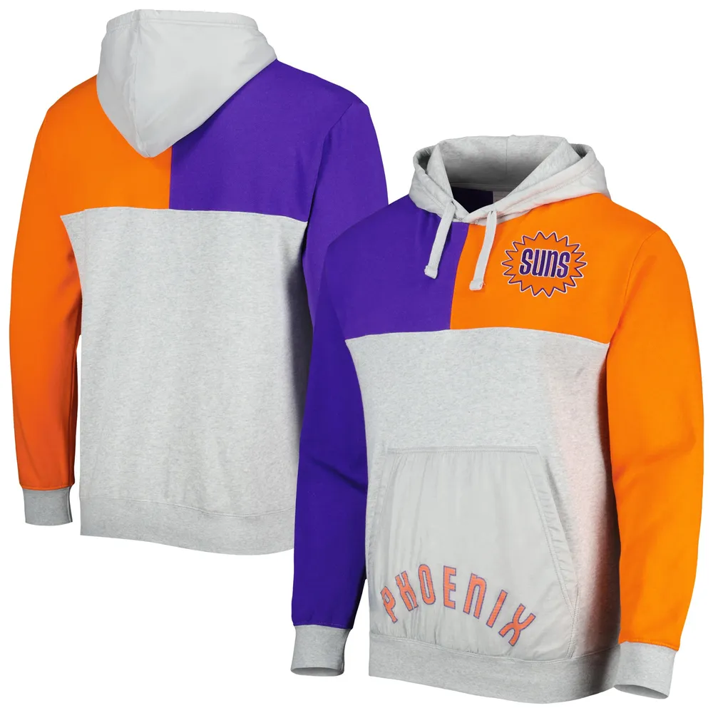 Men's Mitchell & Ness  Heather Gray Phoenix Suns Tie-Breaker Pullover Hoodie