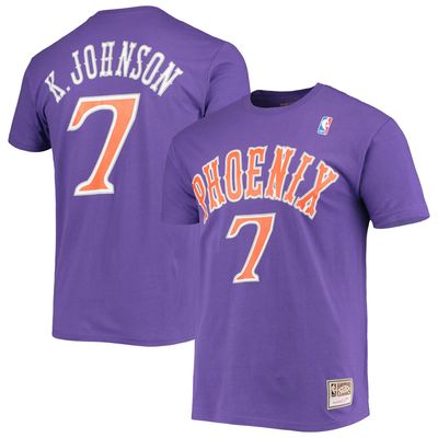 Men's Mitchell & Ness Kevin Johnson Purple Phoenix Suns Hardwood Classics Stitch Name Number T-Shirt