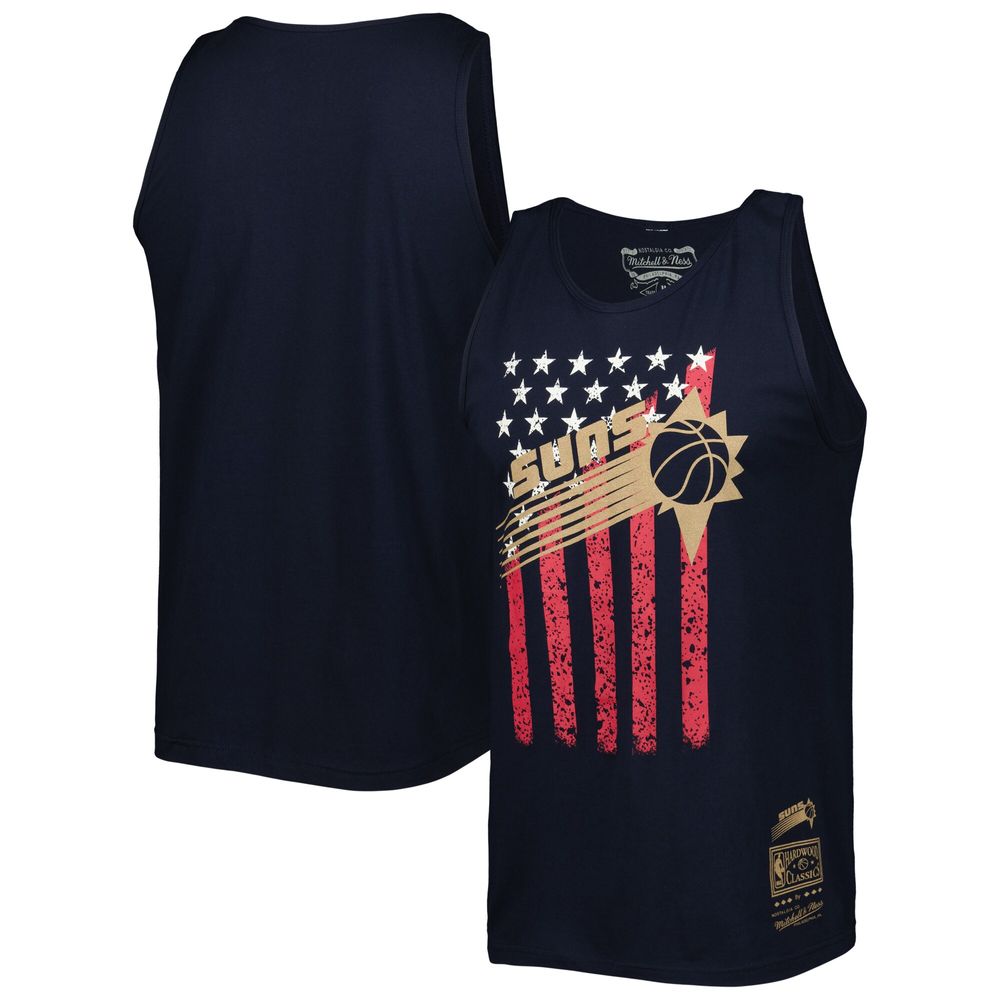 Men's Mitchell & Ness Navy Phoenix Suns Hardwood Classics Americana Stars and Stripes Tank Top