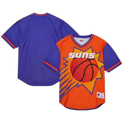 T-shirt orange à col en V maille Mitchell & Ness Phoenix Suns Jumbotron 3.0 pour hommes