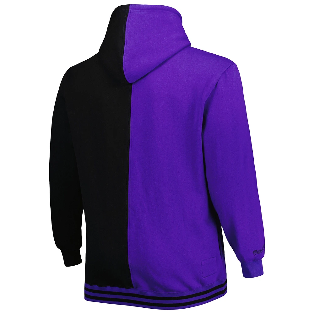 Chandail à capuchon fendu Big & Tall Hardwood Classics pour homme de Mitchell Ness violet/noir