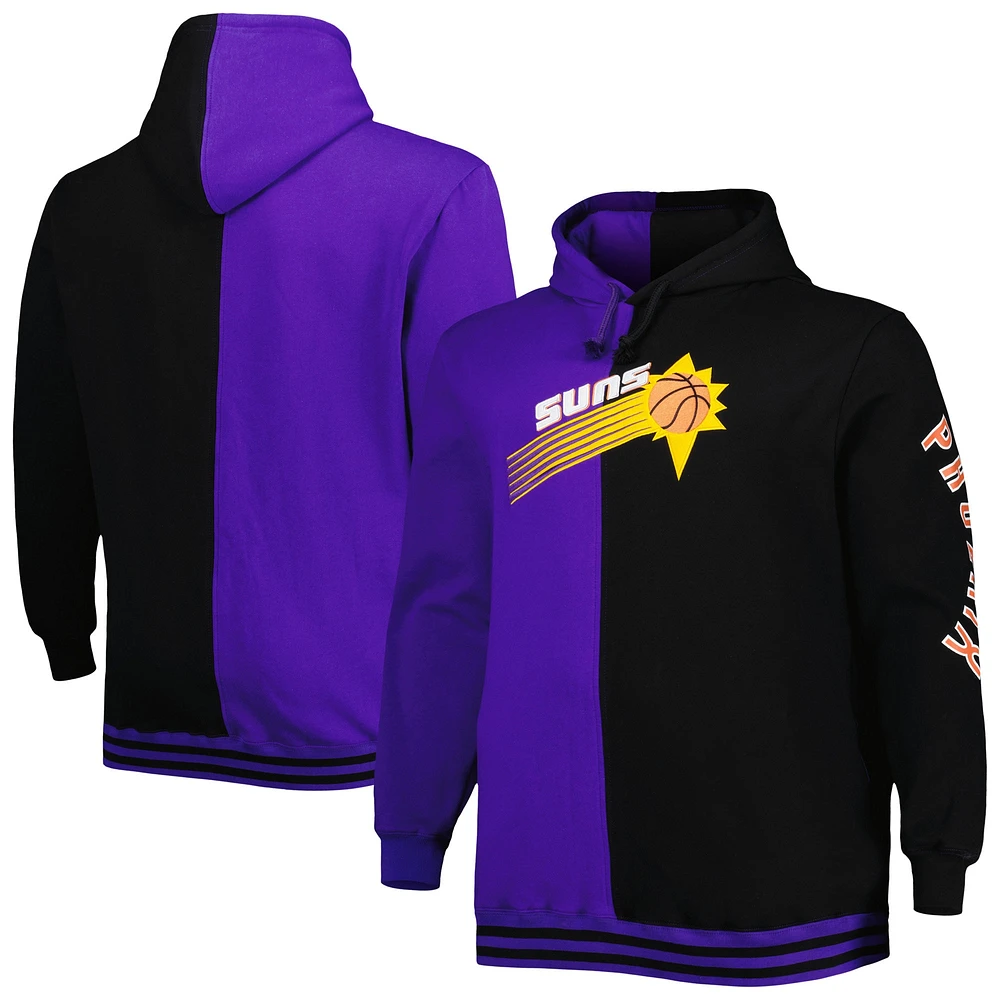 Chandail à capuchon fendu Big & Tall Hardwood Classics pour homme de Mitchell Ness violet/noir