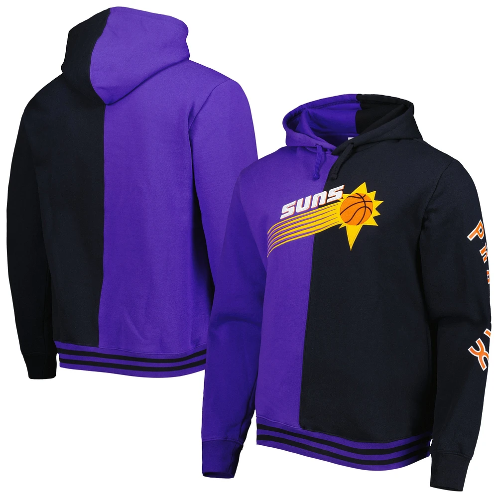 Men's Mitchell & Ness Purple/Black Phoenix Suns Hardwood Classics Split Pullover Hoodie