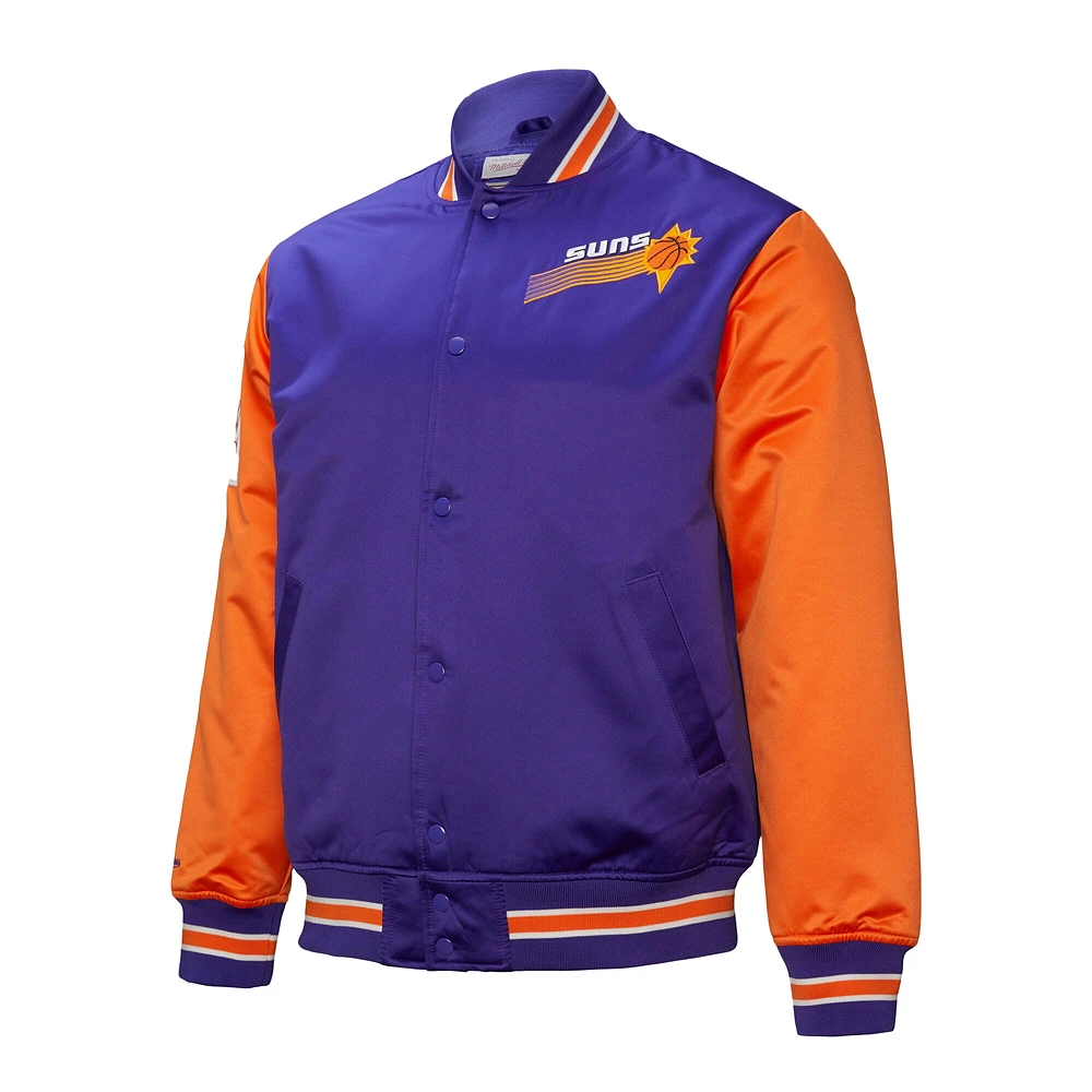 Men's Mitchell & Ness  Purple Phoenix Suns Hardwood Classic Primetime Full-Snap Satin Jacket