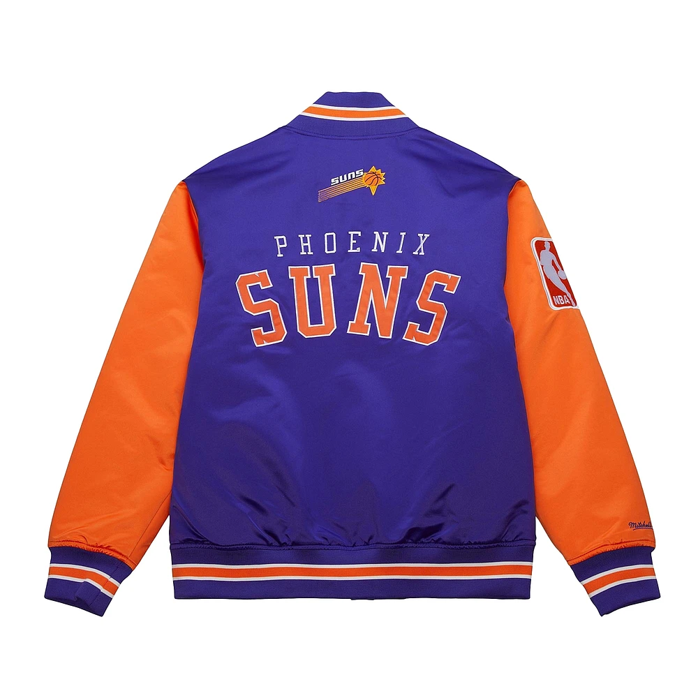 Veste en satin à boutons-pression intégrale pour homme Mitchell & Ness Purple Phoenix Suns Hardwood Classic Primetime