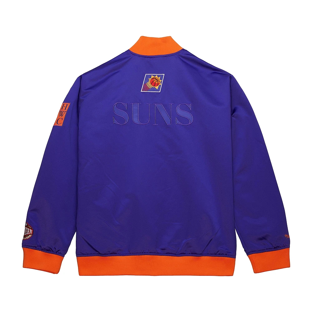 Veste légère en satin à boutons-pression pour homme Mitchell & Ness Purple Phoenix Suns Hardwood Classics Team OG 3.0