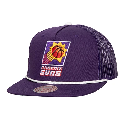 Casquette snapback pour hommes des Phoenix Suns Roper Meshback Trucker violet de Mitchell & Ness