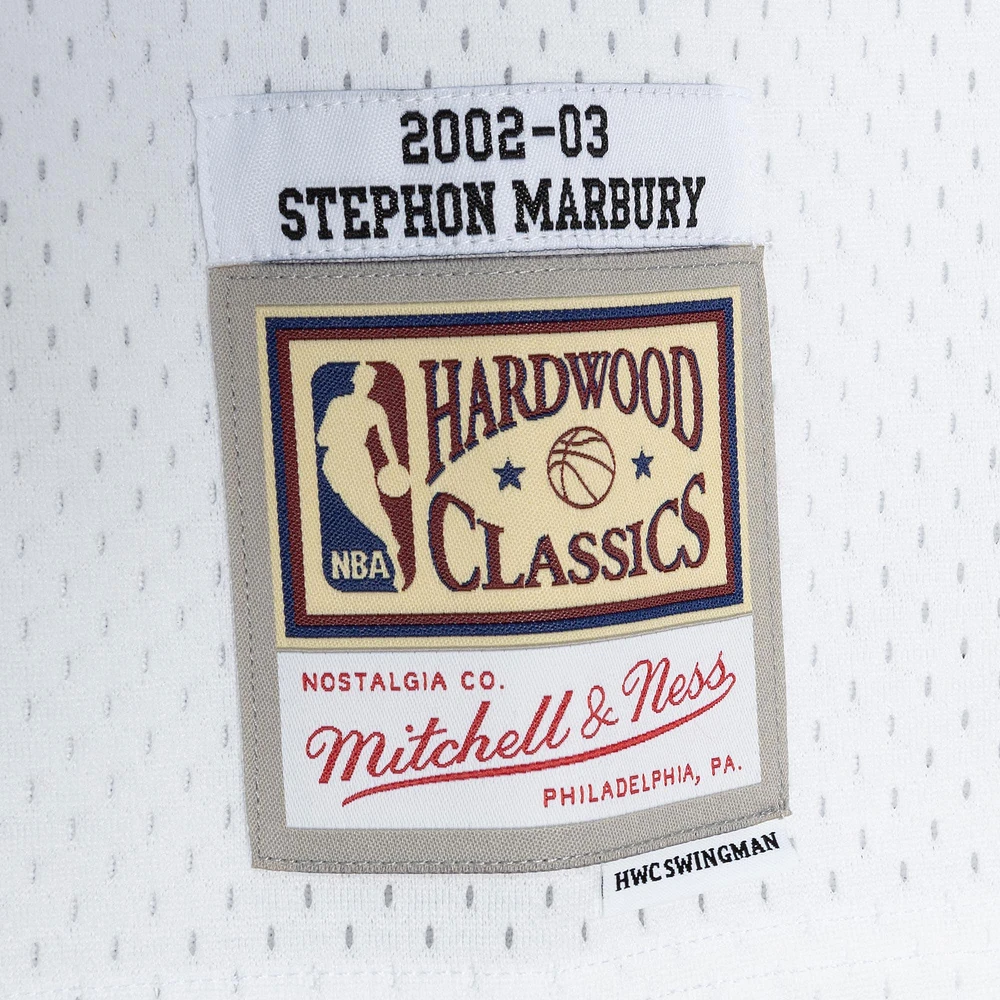 Men's Mitchell & Ness Stephon Marbury White Phoenix Suns 2002/03 Hardwood Classics Swingman Jersey